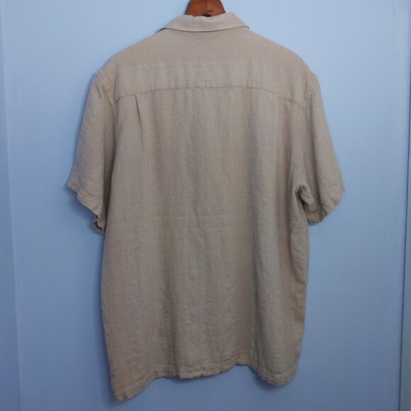 Ron Chereskin Men's Shirt XXL* Beige Linen/Rayon Short Sleeve Button Up Casual - Picture 10 of 12